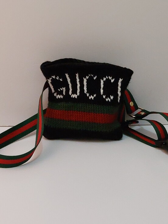 Gucci Handbags - SALE Gucci Black Knit Belt Bag/Phone Case Green/Red Adjustable Strap